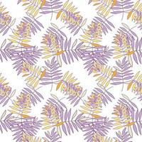 Abstract outline tropical palm leaves seamless pattern. Jungle leaf wallpaper. vector