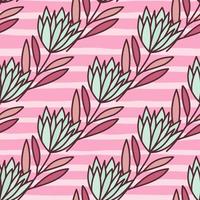 Beautiful flower seamless pattern. Simple outline floral wallpaper. vector