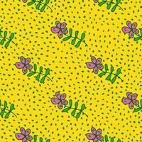 Simple outline flower seamless pattern. Floral wallpaper. vector