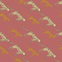 Hand drawn cute leopard seamless pattern. Doodle cheetah endless wallpaper. vector