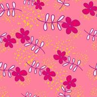 Simple outline flower seamless pattern. Floral wallpaper. vector