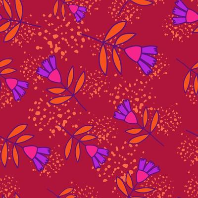 Flower seamless pattern in naive art style. Abstract simple floral wallpaper.