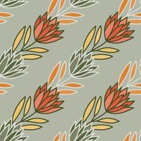 Beautiful flower seamless pattern. Simple outline floral wallpaper. vector