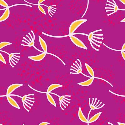 Hand drawn simple cute flower seamless pattern. Abstract floral wallpaper.