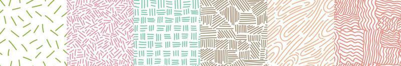 Set of hand drawn sketch lines seamless pattern. Striped endless wallpaper collection. Simple ethnic background. vector