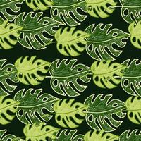 garabatear monstera deja un patrón tropical sin costuras. telón de fondo exótico de la selva hawaiana dibujado a mano. fondo de la selva tropical. vector