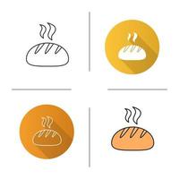 Fresh white round bread icon. Flat design, linear and color styles. Isolated vector illustrations