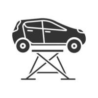 Car lift glyph icon. Auto repair jack. Silhouette symbol. Negative space. Vector isolated illustration