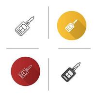 Car key icon. Flat design, linear and color styles. Isolated vector illustrations