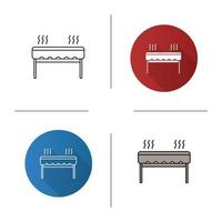 Charcoal barbecue grill icon. Flat design, linear and color styles. Isolated vector illustrations