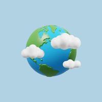 globo de ilustración de mapa de mundo de tierra 3d. Ilustración de procesamiento 3d. foto