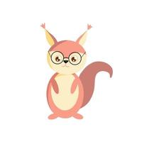 A squirrel with glasses. Vector illustration for kindergarten.