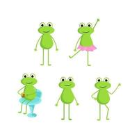 un conjunto de ranas en diferentes poses vector