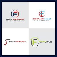 conjunto de diseño de logotipo de letra f del alfabeto de iconos abstractos, icono de identidad de la empresa, plantilla de marca comercial vector