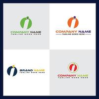 conjunto de diseño de logotipo de letra i del alfabeto de iconos abstractos, icono de identidad de la empresa, plantilla de marca comercial vector