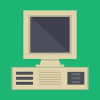 Old Computer Desktop Vector with Monitor and CPU