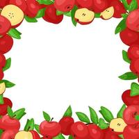 Square frame of red apples. Vector illustration.