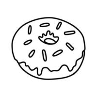 Donut. Icing doughnut. Vector doodle drawing.