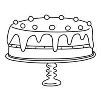 Homemade cake with berries. Vector doodle drawing.