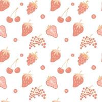 Seamless pattern with berry fruits. Vector pastel colored pattern.