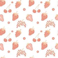 Seamless pattern with berry fruits. Vector pastel colored pattern.