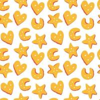 Repeating pattern with cookies. Bright funny cute background. vector