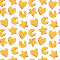 Repeating pattern with cookies. Bright funny cute background. vector