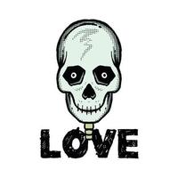 colorful love skull doodle illustration for sticker tattoo poster t-shirt design etc vector