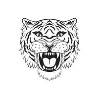 ilustración de garabato de tigre blanco y negro para diseño de camiseta de póster de tatuaje de pegatina, etc. vector