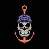 colorful skull anchor doodle illustration for sticker tattoo poster tshirt design etc vector