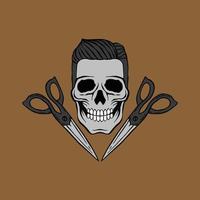 Colorful skull and scissor doodle illustration for sticker tattoo poster tshirt design etc vector