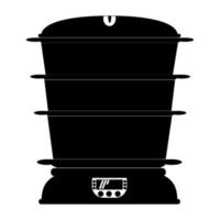 steamer silhouette, kitchen equipment for cooking healthy food vector