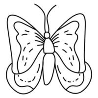 Butterfly fantasy outline, doodle coloring page for toddlers insect world vector
