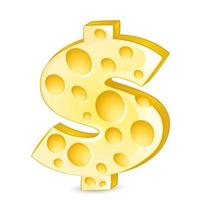 signo de dólar de queso vector