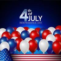4th of july independence day balloons with american flag background.vector illustration