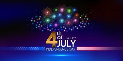 Colorful fireworks background for 4th of July. vector illustration