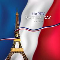 Happy celebrate french national day, french flag background. vector
