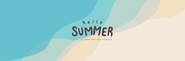 Blue sea and beach summer banner background with abstract ripple vector