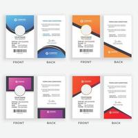 Modern and minimalist layout id card template  4 color variation office employee id card design bundle for your company
