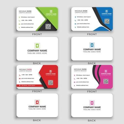 Personal visiting card with company logo. Vector illustration. Stationery design Set of modern business card print templates.