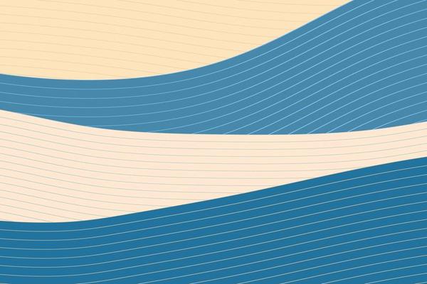 Japanese wave landscape presentation slide cover. Blue waves in abstract style. Traditional asian pattern background with sea