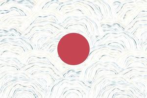 Fluid Japanese ocean wave vector art. Modern asian slide design. Ink drawing texture with marine shape