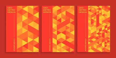 Orange book cover with geometric triangles design vector