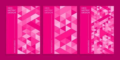 Pink book cover with geometric triangles design vector