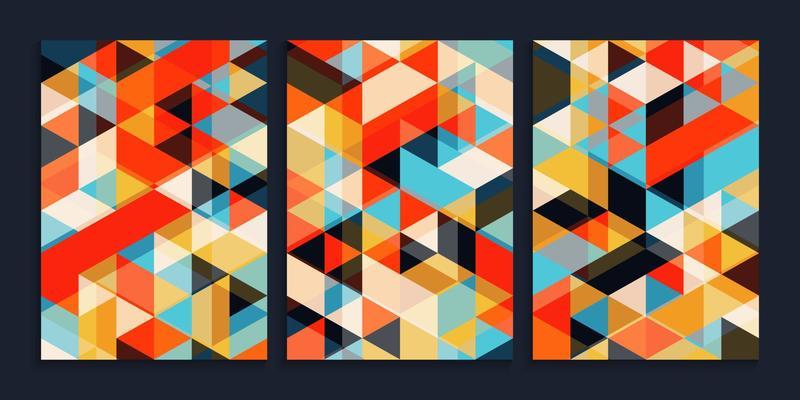 Geometric colorful triangles cover design set