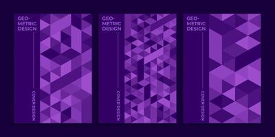 Purple book cover with geometric triangles design vector