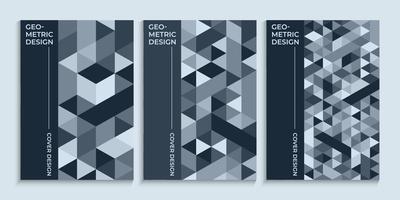 Gray book cover with geometric triangles design vector