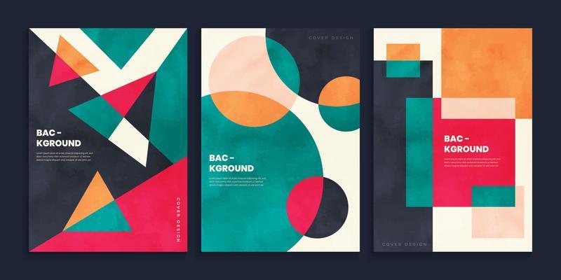 Minimal backgrounds collection with primitive shapes elements