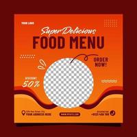 Super delicious food menu social media banner post template vector