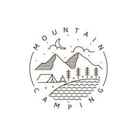 Camping logo or illustration monoline or line art style vector